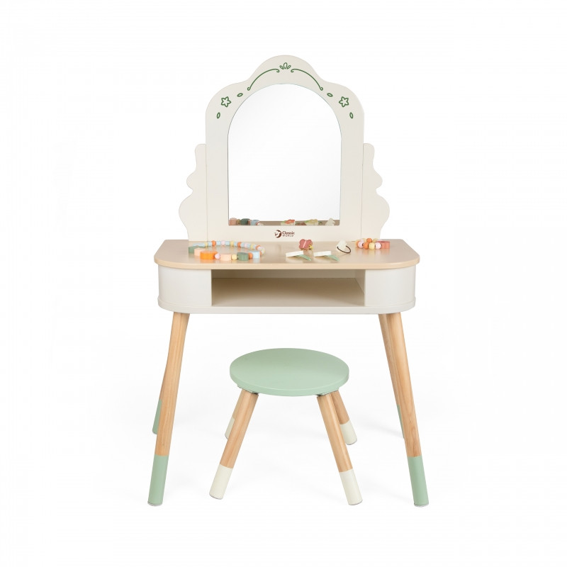 CLASSIC WORLD Medinis kosmetinis staliukas su kėdute, papuošalais ir veidrodžiu