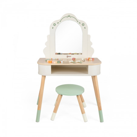 CLASSIC WORLD Medinis kosmetinis staliukas su kėdute, papuošalais ir veidrodžiu