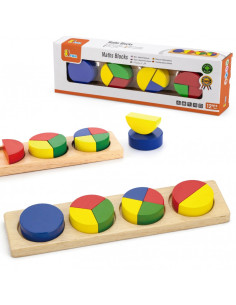VIGA medinės dėlionės matematikos blokai trupmenos 10 Montessori blokai