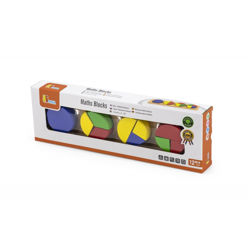 VIGA medinės dėlionės matematikos blokai trupmenos 10 Montessori blokai