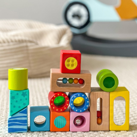 TOOKY TOY Medinė dėžutė Sensoriniai blokai Daugiafunkcinė dėlionė Shapes Sound Touch 12 vnt. TOOKY TOY Medinė dėžutė Sensoriniai blokai Daugiafunkcinė dėlionė Shapes Sound Touch 12 vnt.