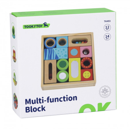 TOOKY TOY Medinė dėžutė Sensoriniai blokai Daugiafunkcinė dėlionė Shapes Sound Touch 12 vnt. TOOKY TOY Medinė dėžutė Sensoriniai blokai Daugiafunkcinė dėlionė Shapes Sound Touch 12 vnt.