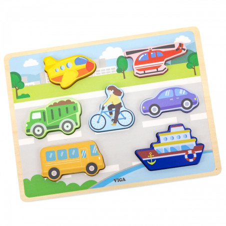 VIGA medinė dėlionė Montessori 2in1 figūrėlės transporto priemonės VIGA medinė dėlionė Montessori 2in1 figūrėlės transporto priemonės