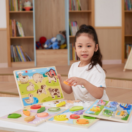 VIGA medinė dėlionė Montessori 2in1 figūrėlės transporto priemonės VIGA medinė dėlionė Montessori 2in1 figūrėlės transporto priemonės