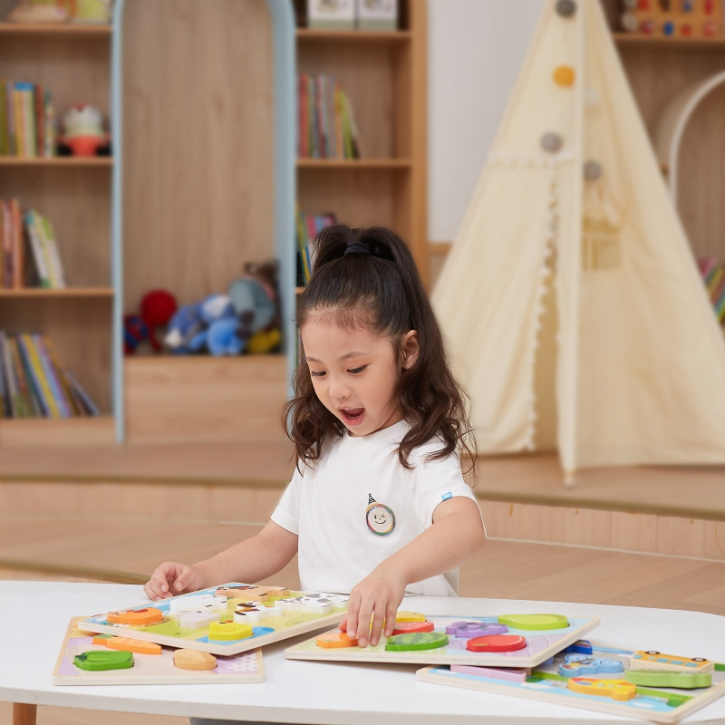 VIGA medinė dėlionė Montessori 2in1 figūrėlės transporto priemonės