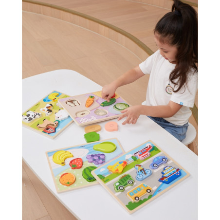 VIGA medinė dėlionė Montessori 2in1 figūrėlės transporto priemonės VIGA medinė dėlionė Montessori 2in1 figūrėlės transporto priemonės