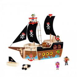 TOOKY TOY piratų laivo medinių figūrėlių rinkinys