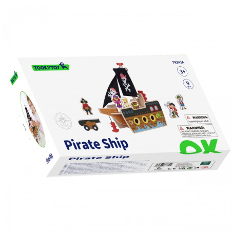 TOOKY TOY piratų laivo medinių figūrėlių rinkinys TOOKY TOY piratų laivo medinių figūrėlių rinkinys
