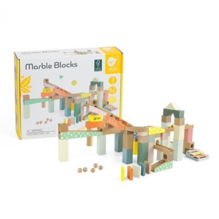 CLASSIC WORLD mediniai kamuoliukų takelis Domino Kulodrom kaladėlės su cimbolais CLASSIC WORLD mediniai kamuoliukų takelis Domino Kulodrom kaladėlės su cimbolais