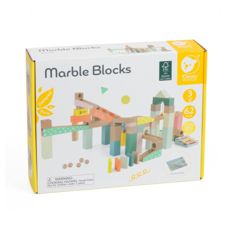 CLASSIC WORLD mediniai kamuoliukų takelis Domino Kulodrom kaladėlės su cimbolais CLASSIC WORLD mediniai kamuoliukų takelis Domino Kulodrom kaladėlės su cimbolais