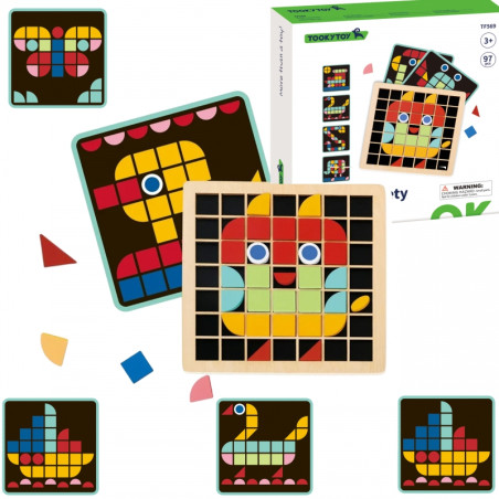 TOOKY TOY mozaika medinė Montessori dėlionė TOOKY TOY mozaika medinė Montessori dėlionė