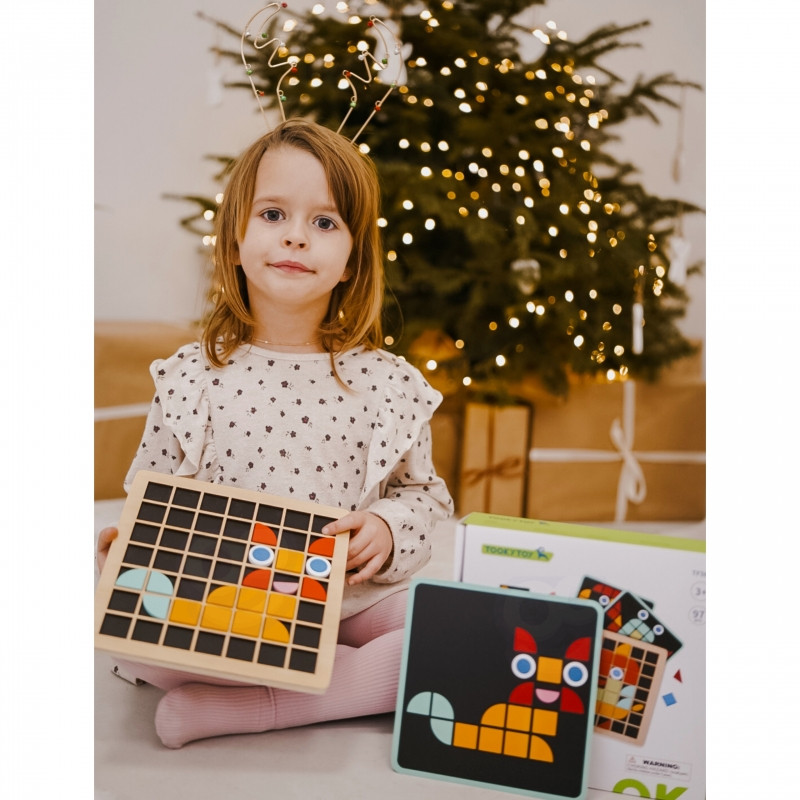 TOOKY TOY mozaika medinė Montessori dėlionė