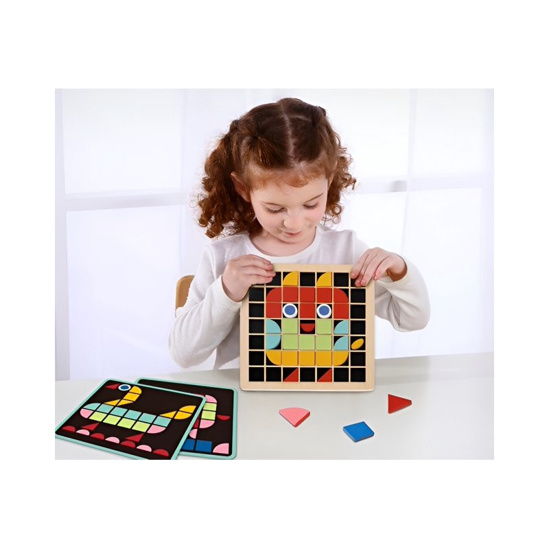 TOOKY TOY mozaika medinė Montessori dėlionė