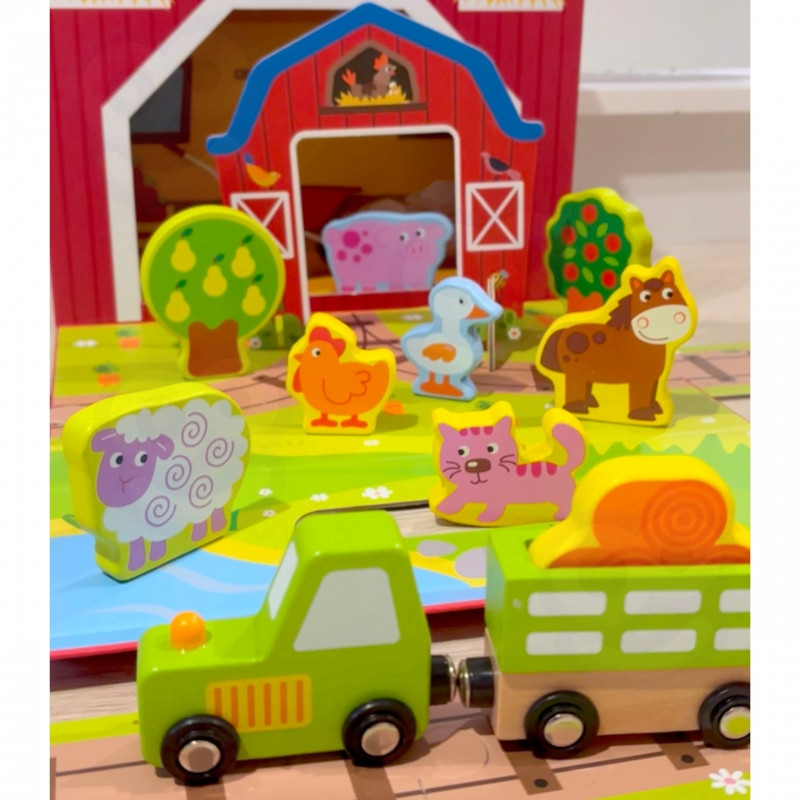TOOKY TOY medinis ūkis lagamine figūrėlės transporto priemonės