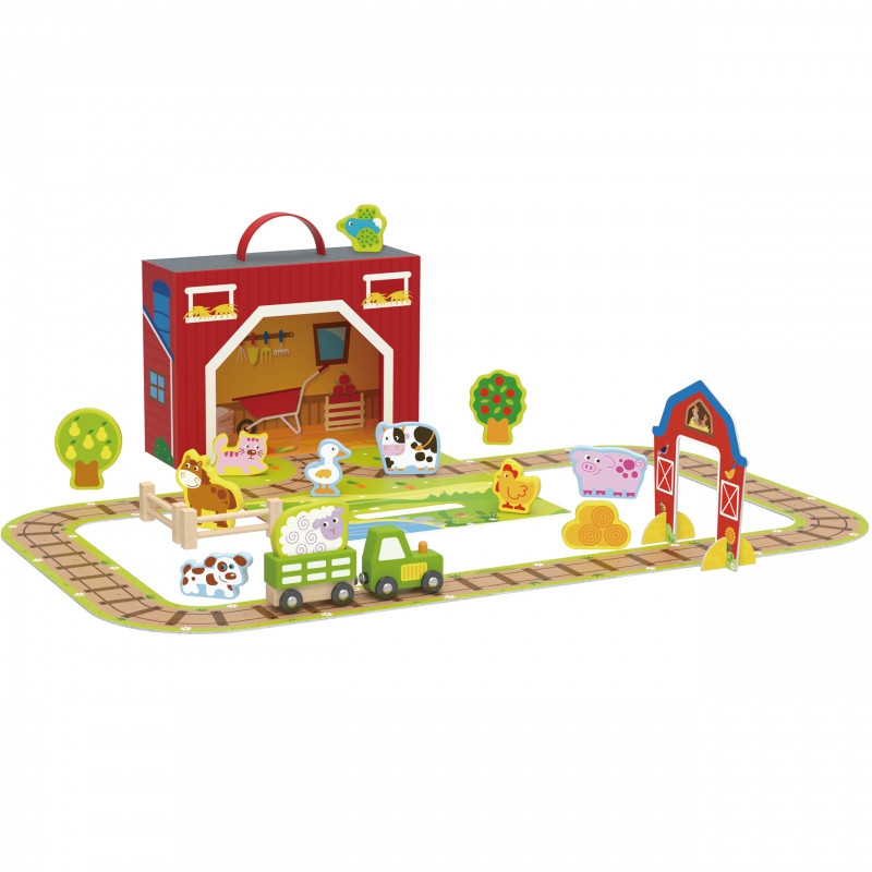 TOOKY TOY medinis ūkis lagamine figūrėlės transporto priemonės
