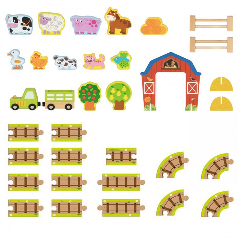 TOOKY TOY medinis ūkis lagamine figūrėlės transporto priemonės