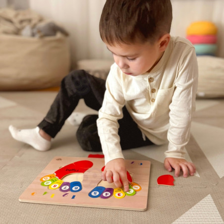 TOOKY TOY mokomoji medinė pėdų dėlionė: mokymasis, skaičiavimas ir spalvos TOOKY TOY mokomoji medinė pėdų dėlionė: mokymasis, skaičiavimas ir spalvos