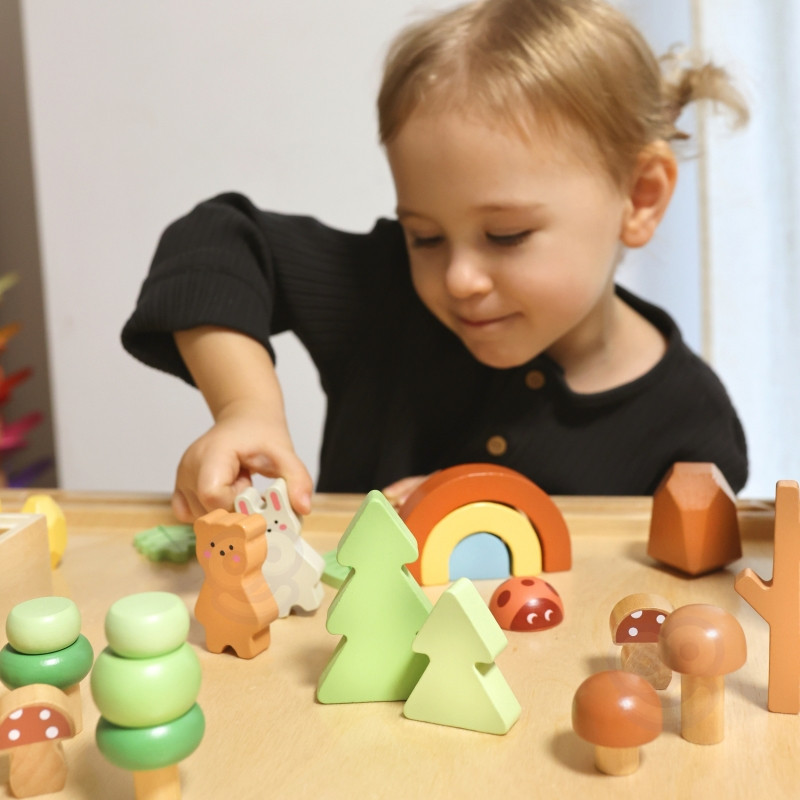 TOOKY TOY miško dėlionės rinkinys sukrauti blokai skaičiai