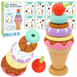 WOOPIE GREEN Деревянный пазл Монтессори «Мороженое» 12 деталей FSC