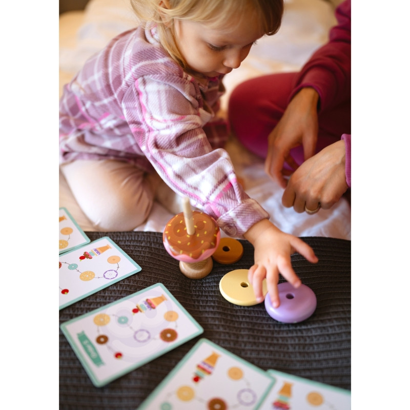 WOOPIE GREEN medinė ledų dėlionė Montessori konditerijos gaminiai 12 vnt. FSC