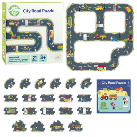 WOOPIE GREEN Droga Puzzle dla Dzieci Autostrada Makieta 21 el. Certyfikat FSC WOOPIE GREEN Droga Puzzle dla Dzieci Autostrada Makieta 21 el. Certyfikat FSC