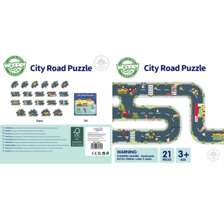 WOOPIE GREEN Droga Puzzle dla Dzieci Autostrada Makieta 21 el. Certyfikat FSC WOOPIE GREEN Droga Puzzle dla Dzieci Autostrada Makieta 21 el. Certyfikat FSC