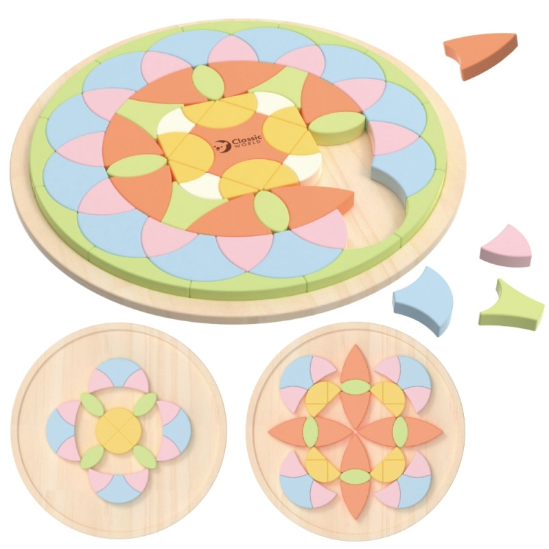CLASSIC WORLD Pastelinė Mandala Montessori Mozaikos dėlionė Gėlės