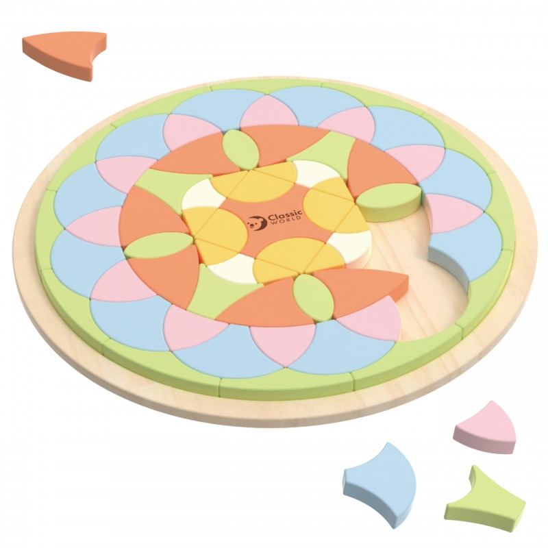 CLASSIC WORLD Pastelinė Mandala Montessori Mozaikos dėlionė Gėlės
