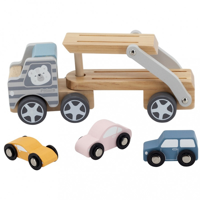 VIGA PolarB Medinis žaislinis sunkvežimis su Montessori automobiliais
