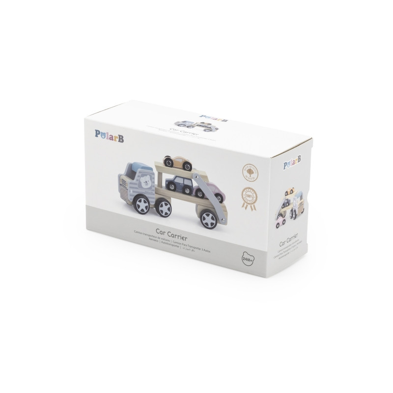 VIGA PolarB Medinis žaislinis sunkvežimis su Montessori automobiliais