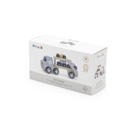 VIGA PolarB Medinis žaislinis sunkvežimis su Montessori automobiliais VIGA PolarB Medinis žaislinis sunkvežimis su Montessori automobiliais
