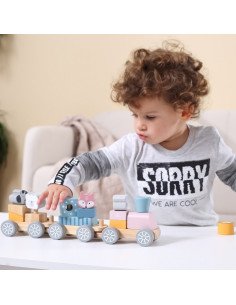 VIGA PolarB medinis traukinys su vagonais ir Montessori gyvūnais 2
