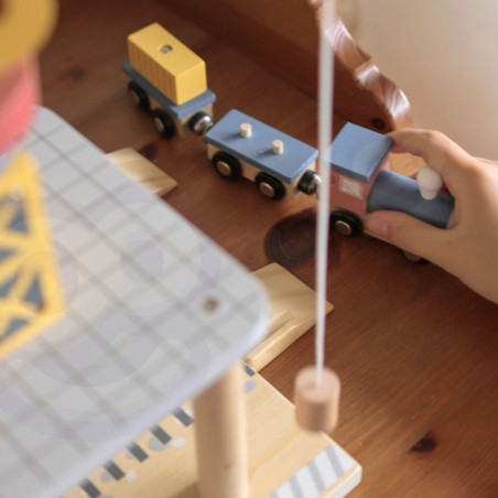 TOOKY TOY medinių uosto kranų rinkinys TOOKY TOY medinių uosto kranų rinkinys