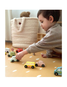 TOOKY TOY Medinių transporto priemonių ir kelio ženklų rinkinys dėžutėje 2