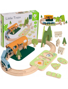 Набор CLASSIC WORLD Железнодорожные пути Деревянный поезд + Сортировщик фигур 40 предметов.
