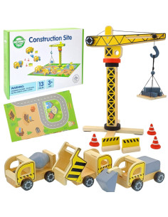 WOOPIE GREEN Деревянный строительный мобильный кран 5-в-1 XXL, строительная техника, 13 шт. FSC