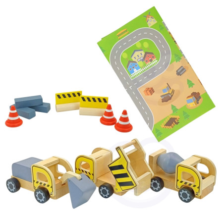WOOPIE GREEN medinė statybvietė 5in1 mobilus kranas XXL statybinės transporto priemonės 13 vnt. FSC WOOPIE GREEN medinė statybvietė 5in1 mobilus kranas XXL statybinės transporto priemonės 13 vnt. FSC
