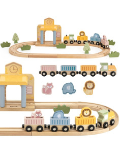 Деревянный набор поездов Viga PolarB 30 предметов.