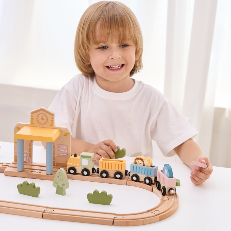 Viga PolarB medinio geležinkelio rinkinys vaikams