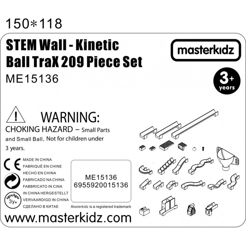 MASTERKIDZ Statybinis rinkinys Rutulinis takelis STEM lenta 209vnt