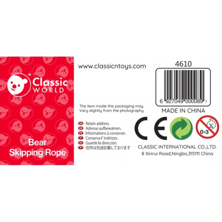 CLASSIC WORLD šokinėjimo virvės meškiukas CLASSIC WORLD šokinėjimo virvės meškiukas