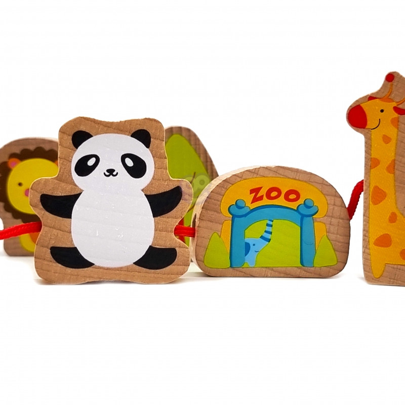 CLASSIC WORLD Medinės kaladėlės sriegimui ZOO 13 vnt.