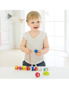 CLASSIC WORLD Drewniane Klocki do Nawlekania Ruch Drogowy 13 el. 2