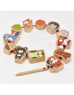 CLASSIC WORLD Drewniane Klocki do Nawlekania Zwierzęta Leśne 13 el. 2