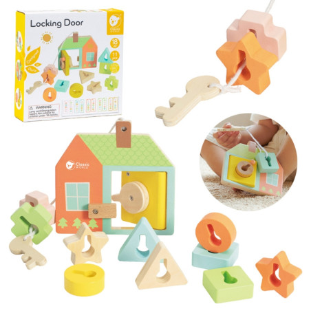 CLASSIC WORLD Mediniai pynimo blokai raktams ir durims sriegti MONTESSORI 11 vnt. CLASSIC WORLD Mediniai pynimo blokai raktams ir durims sriegti MONTESSORI 11 vnt.