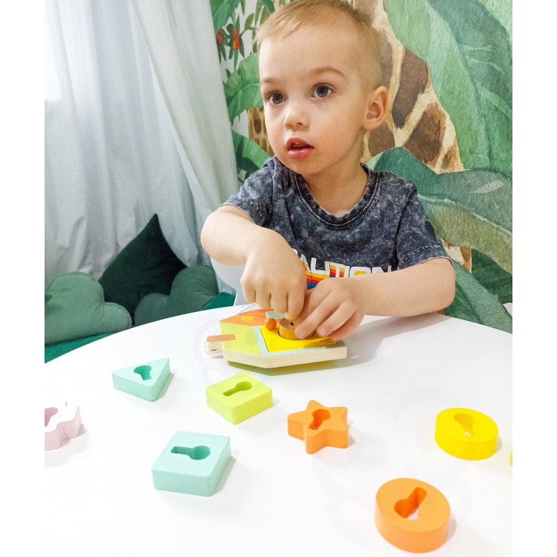 CLASSIC WORLD Mediniai pynimo blokai raktams ir durims sriegti MONTESSORI 11 vnt.