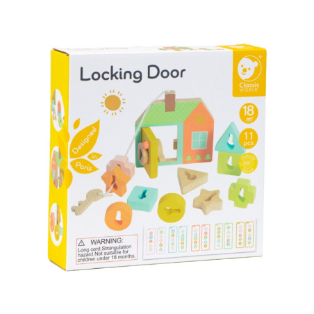 CLASSIC WORLD Mediniai pynimo blokai raktams ir durims sriegti MONTESSORI 11 vnt. CLASSIC WORLD Mediniai pynimo blokai raktams ir durims sriegti MONTESSORI 11 vnt.