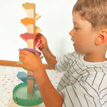 TOOKY TOY medinis spalvingas besisukantis bokštas vaikams TOOKY TOY medinis spalvingas besisukantis bokštas vaikams
