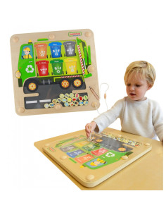 MASTERKIDZ magnetinė lenta, atliekų rūšiavimo Montessori perdirbimo sunkvežimis