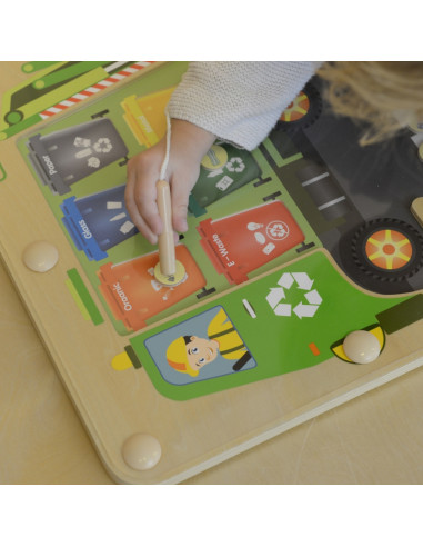 MASTERKIDZ magnetinė lenta, atliekų rūšiavimo Montessori perdirbimo sunkvežimis